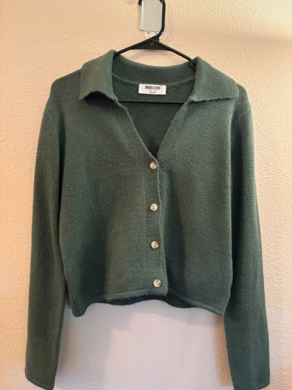 Double Zero Dark Green Collared Button Cardigan